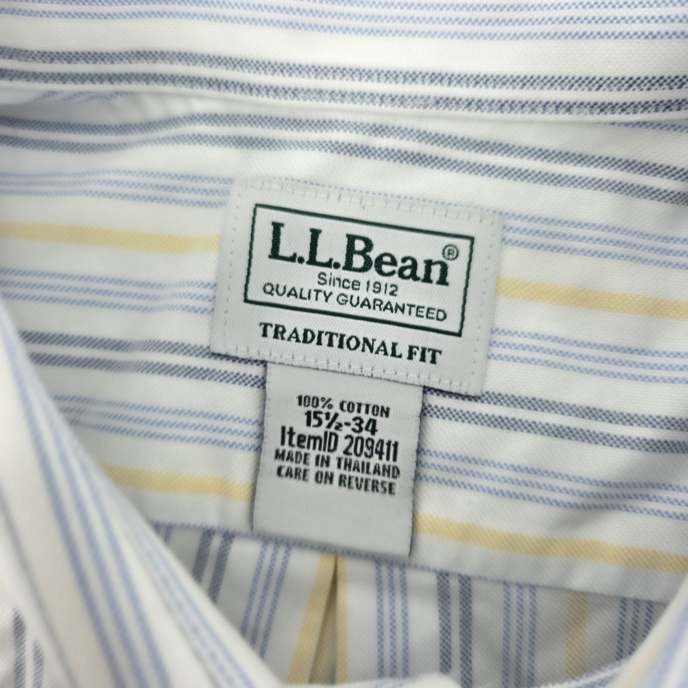 LL Bean Dress Shirt 15.5-34 Pinstripe Striped Button Down Wrinkle Resistant L/S - Picture 4 of 7